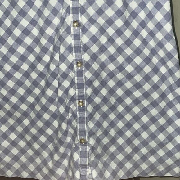 Anthropologie Saylor hadleigh gingham button blue plaid sweetheart mini dress - Picture 3 of 12